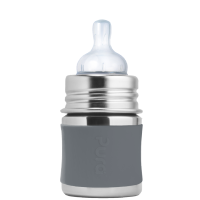 Pura Kiki Flasche-125 ml-Sauger-schiefergrau Sleeve