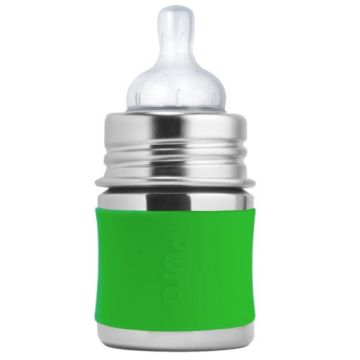 Pura Kiki Babyflasche Flasche 125 ml mit Sauger grüner Sleeve